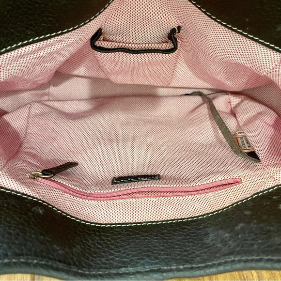 Vintage Dooney & Bourke Brown and Tan Tulip Satchel Logo Purse/Bag w/Lock Strap - Picture 10 of 13